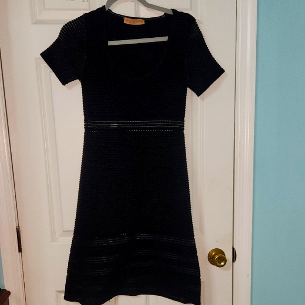 Black A-Line Midi Dress Scoop Neck